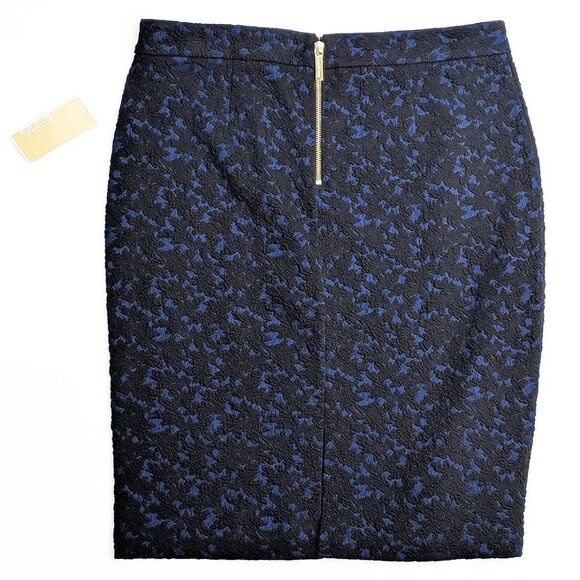 Micheal Kors Blue & Black Embroidered Floral Straight Skirt Medium - Picture 3 of 5